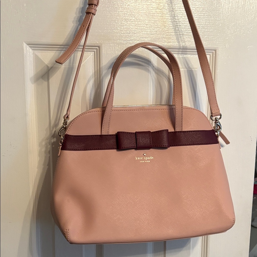 Kate Spade Blush and Maroon Bow Satchel